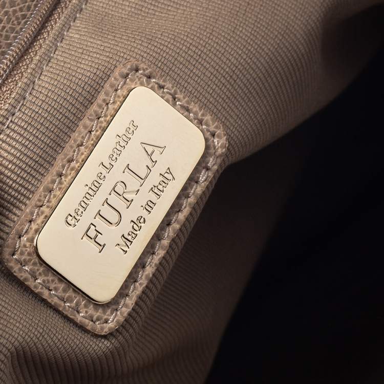 Pre Owned Furla Beige Leather Large Lotus Tote