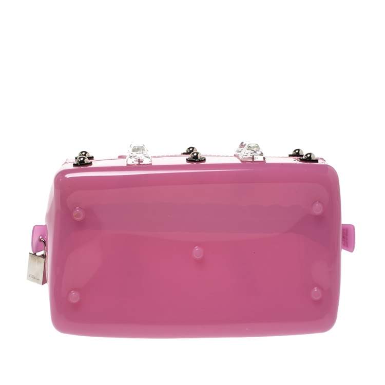 Pre Owned Furla Pink Rubber Candy Mini Satchel