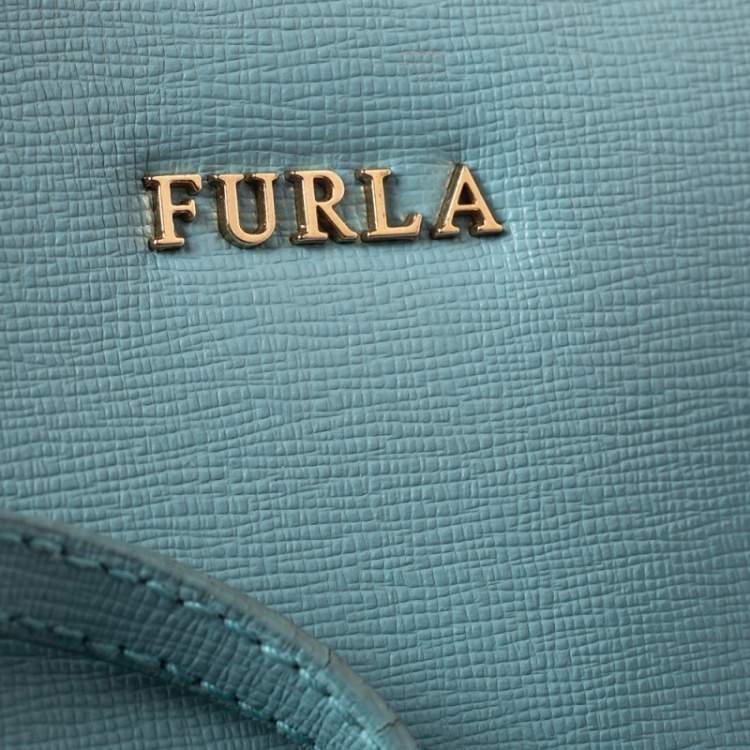 Pre Owned Furla Blue Leather Stacy Drawstring Bucket Bag