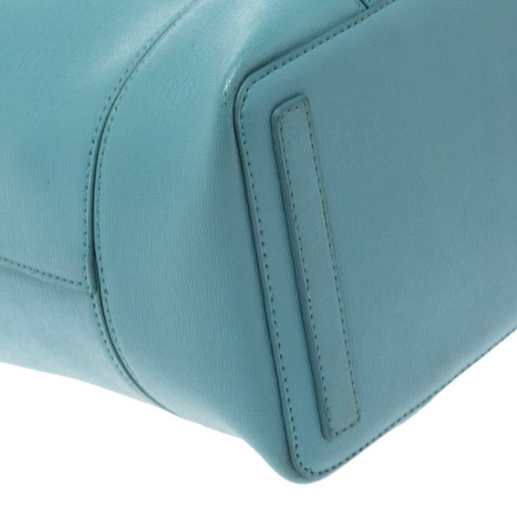 Pre Owned Furla Blue Leather Stacy Drawstring Bucket Bag