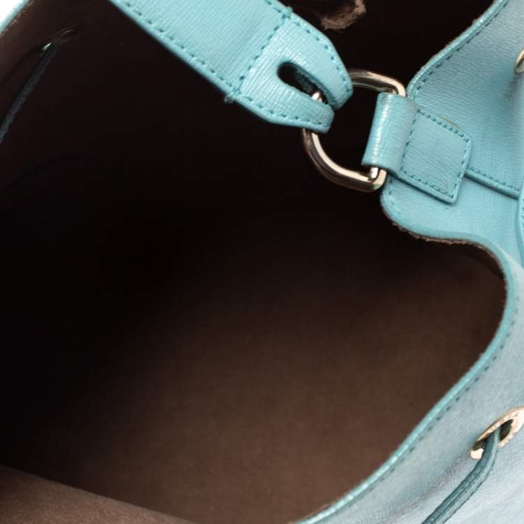 Pre Owned Furla Blue Leather Stacy Drawstring Bucket Bag