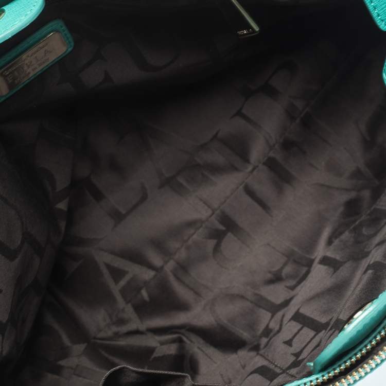 Pre Owned Furla Green Leather Medium Lotus Double Zip Tote