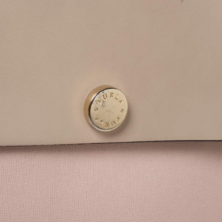 Pre Owned Furla Tri Color Leather Top Zip Satchel