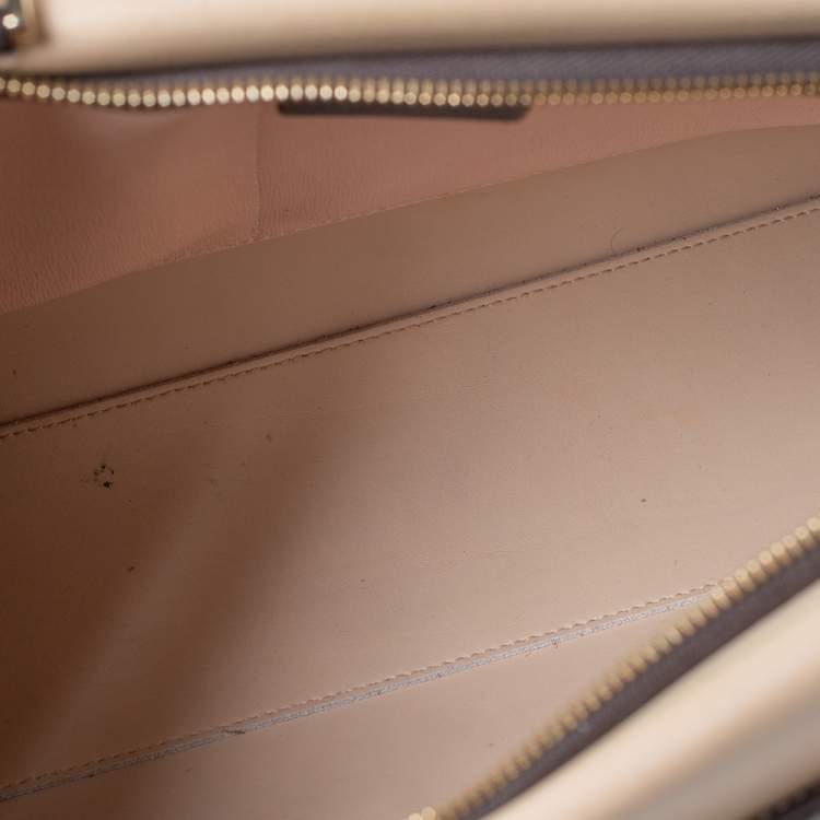 Pre Owned Furla Tri Color Leather Top Zip Satchel