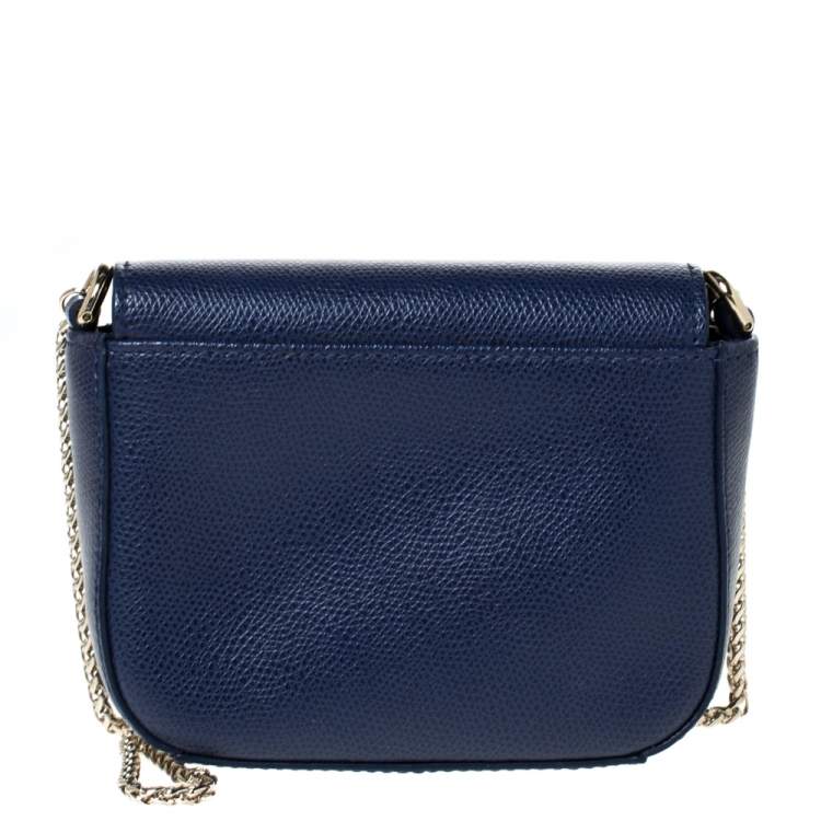 مملوكة مسبقًا Furla Navy Blue Leather Micro Metropolis Shoulder Bag