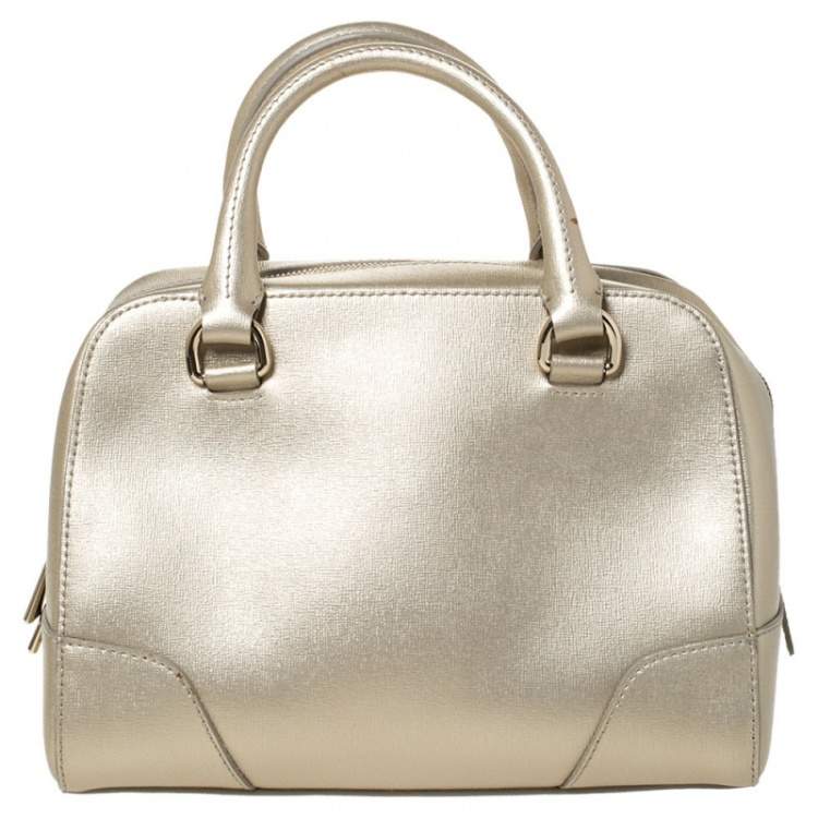 Pre Owned Furla Gold Leather Tessa Satchel