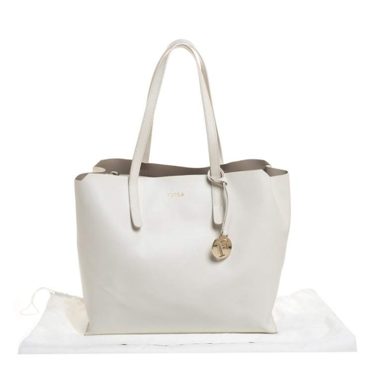 Pre Owned Furla White Leather Sally Tote