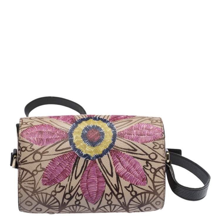 Pre Owned Furla Multicolor Printed Coated Canvas Flap Crossbody Bag