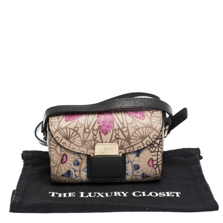 Pre Owned Furla Multicolor Printed Coated Canvas Flap Crossbody Bag