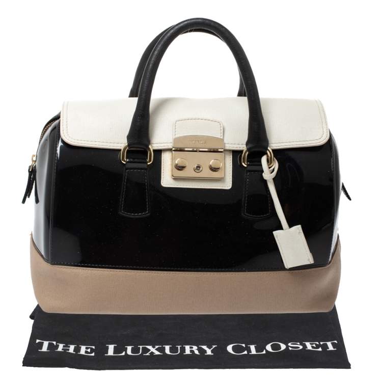 Pre Owned Furla Tricolor Rubber and Leather Candy Flap Satchel