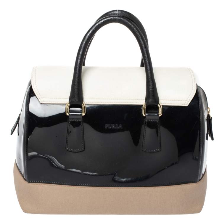 Pre Owned Furla Tricolor Rubber and Leather Candy Flap Satchel