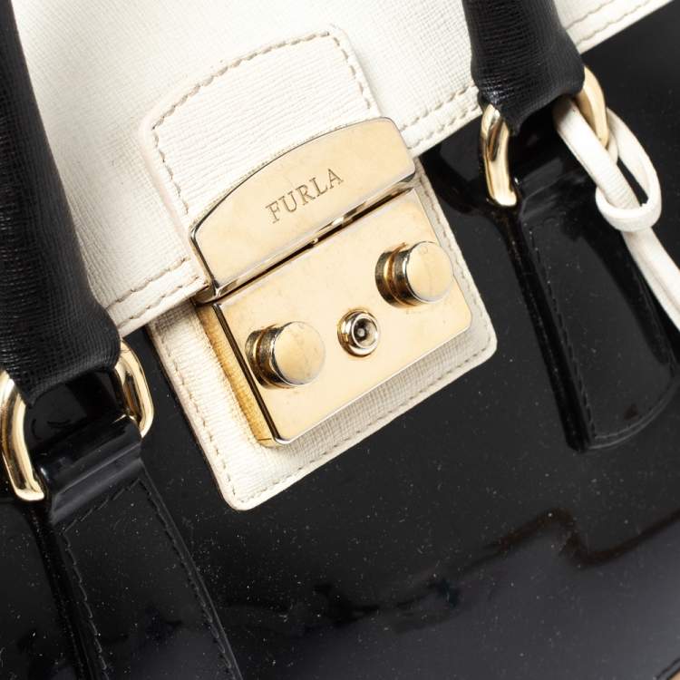 Pre Owned Furla Tricolor Rubber and Leather Candy Flap Satchel