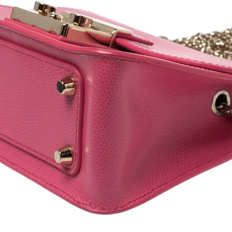 Pre Owned Furla Pink Leather Mini Metropolis Chain Shoulder Bag