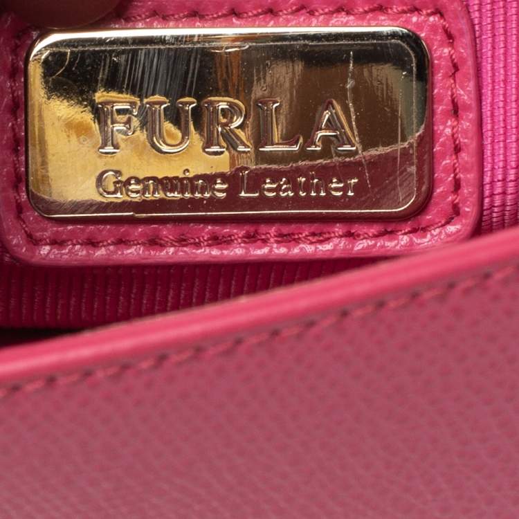 Pre Owned Furla Pink Leather Mini Metropolis Chain Shoulder Bag