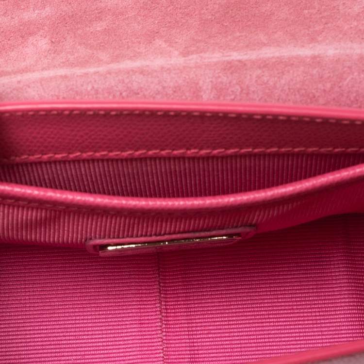 Pre Owned Furla Pink Leather Mini Metropolis Chain Shoulder Bag