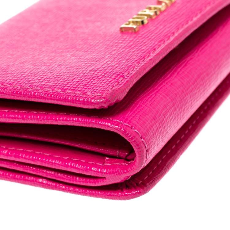 Pre Owned Furla Pink Leather Babylon Trifold Wallet