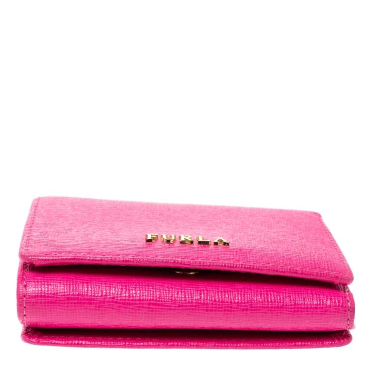 Pre Owned Furla Pink Leather Babylon Trifold Wallet