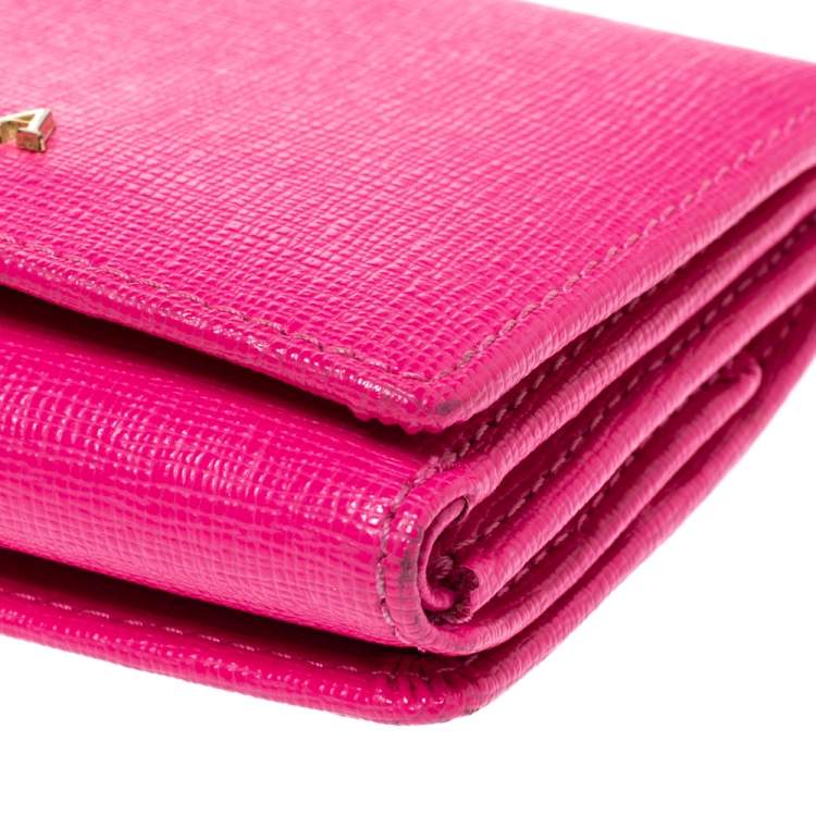 Pre Owned Furla Pink Leather Babylon Trifold Wallet