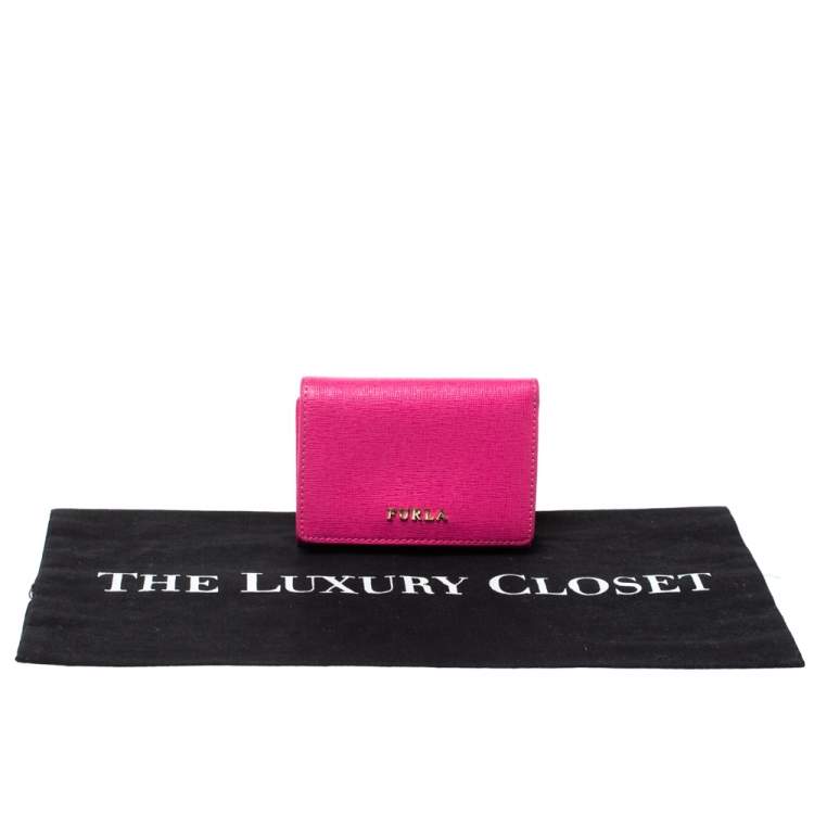 Pre Owned Furla Pink Leather Babylon Trifold Wallet