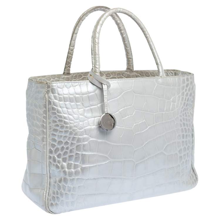 silver croc bag