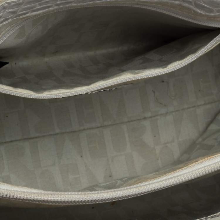 Pre Owned Furla Silver Croc Embossed Leather Tote