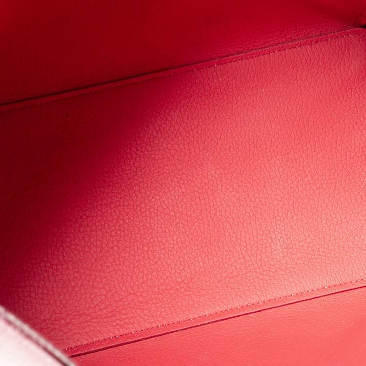 Pre Owned Furla Coral Orange/White Soft Leather Snap Tote