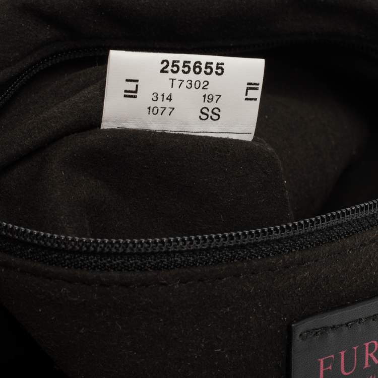 Pre Owned Furla Black Faux Fur Caos Shoulder Bag