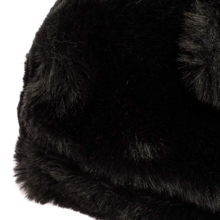 Pre Owned Furla Black Faux Fur Caos Shoulder Bag