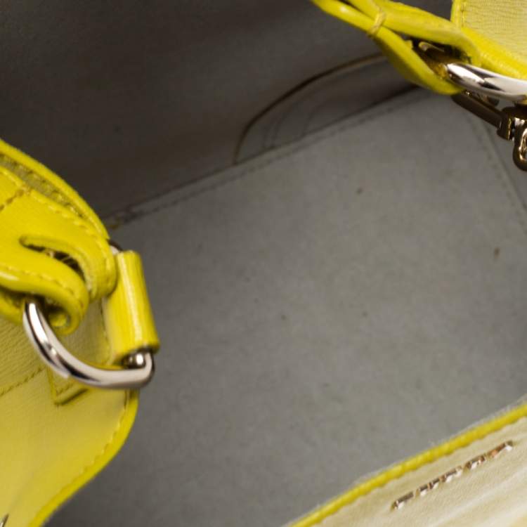 Pre Owned Furla Yellow Leather Stacy Drawstring Bucket Bag