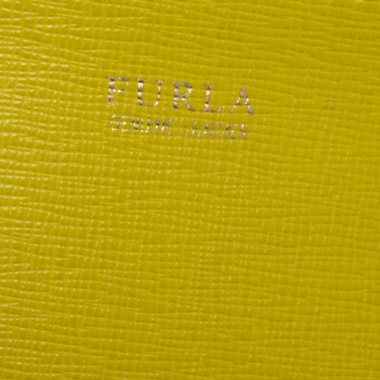 Pre Owned Furla Yellow Leather Stacy Drawstring Bucket Bag