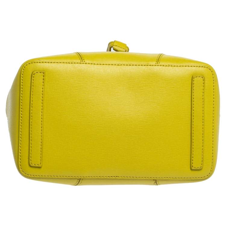 Pre Owned Furla Yellow Leather Stacy Drawstring Bucket Bag