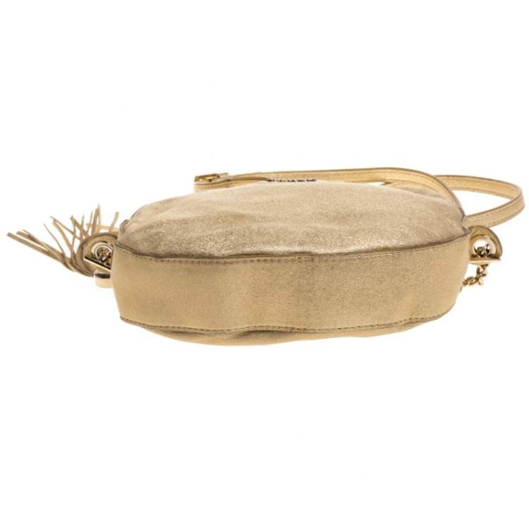 مملوكة مسبقًا Furla Metallic Gold Leather Crossbody Bag