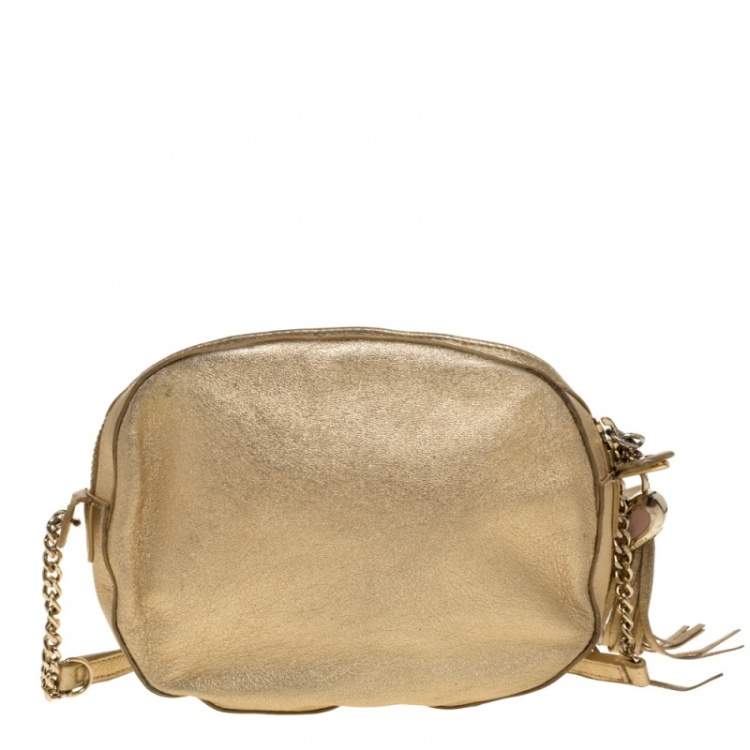 مملوكة مسبقًا Furla Metallic Gold Leather Crossbody Bag