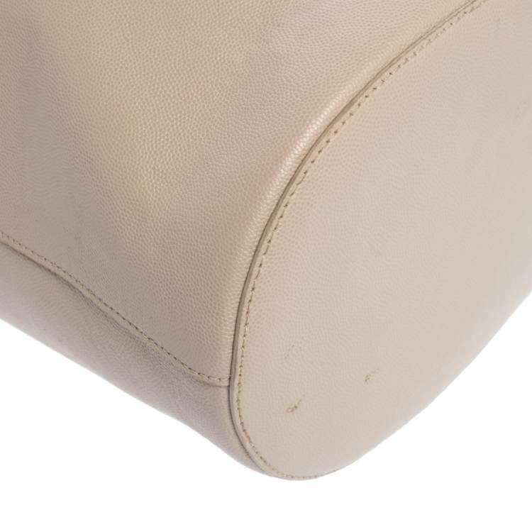 Pre Owned Furla Nude Leather Drawstring Bucket Bag