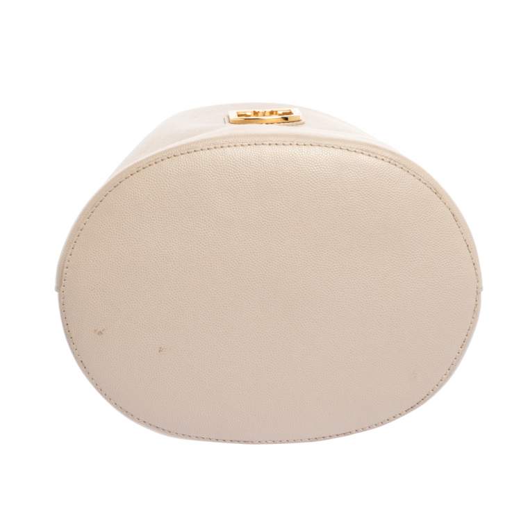 Pre Owned Furla Nude Leather Drawstring Bucket Bag