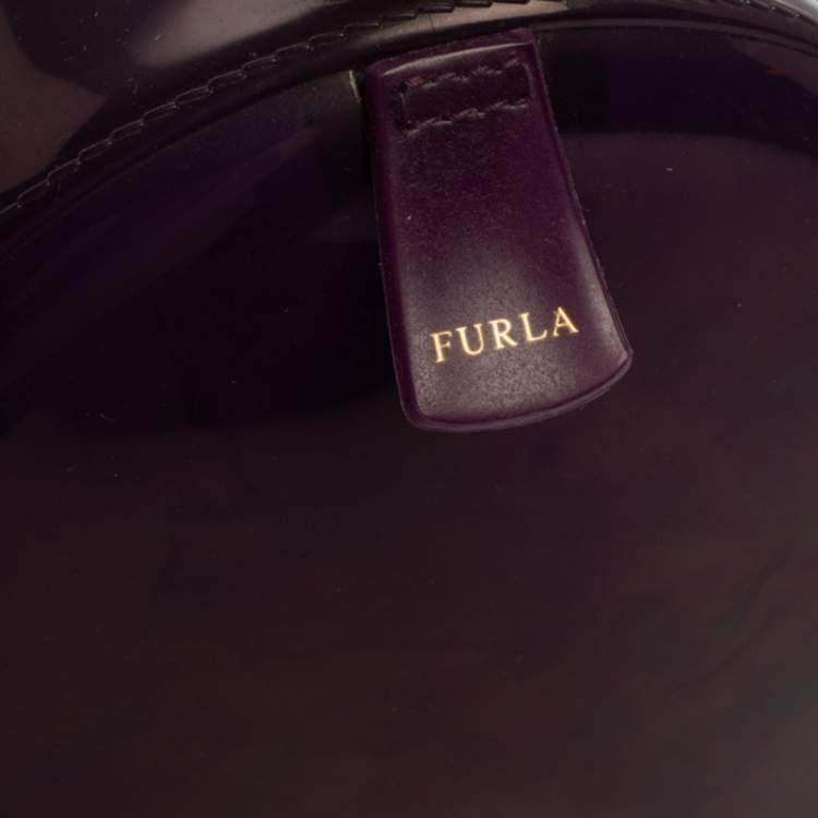 Pre Owned Furla Purple Rubber Medium Candy Satchel