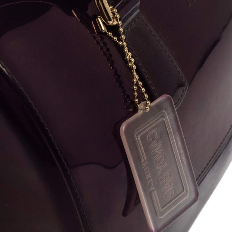 Pre Owned Furla Purple Rubber Medium Candy Satchel