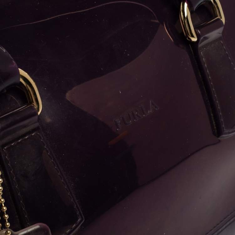 Pre Owned Furla Purple Rubber Medium Candy Satchel