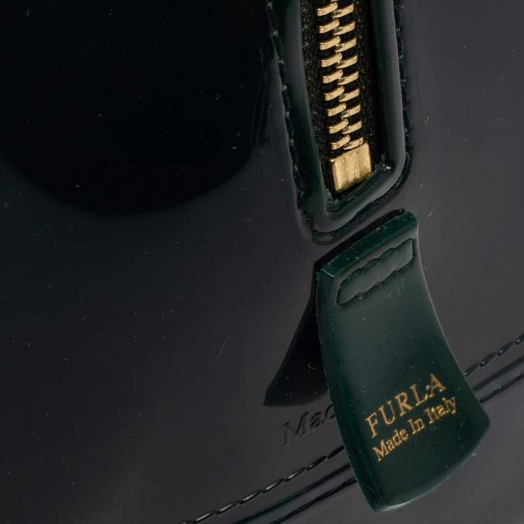 Pre Owned Furla Dark Green Rubber Candy Mini Satchel
