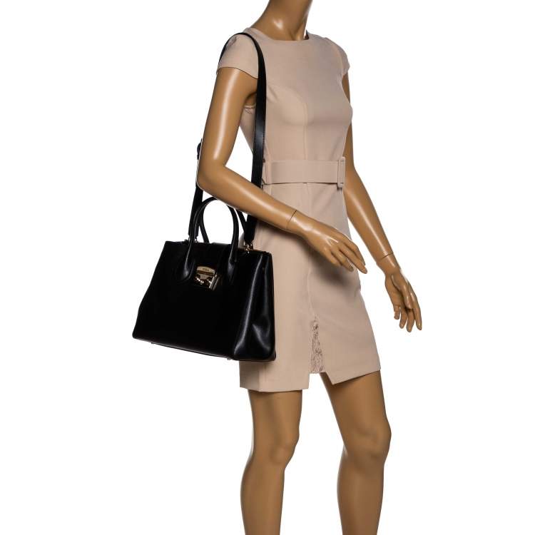 Pre Owned Furla Black Leather Metropolis Tote