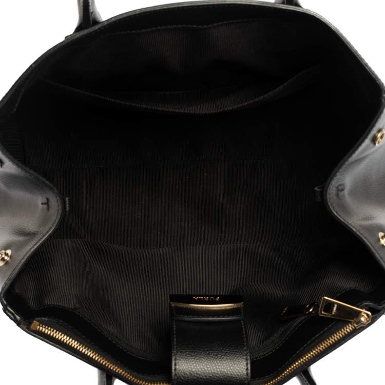 Pre Owned Furla Black Leather Metropolis Tote
