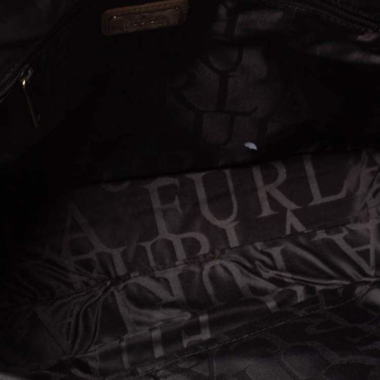 Pre Owned Furla Beige Leather Front Pocket Satchel