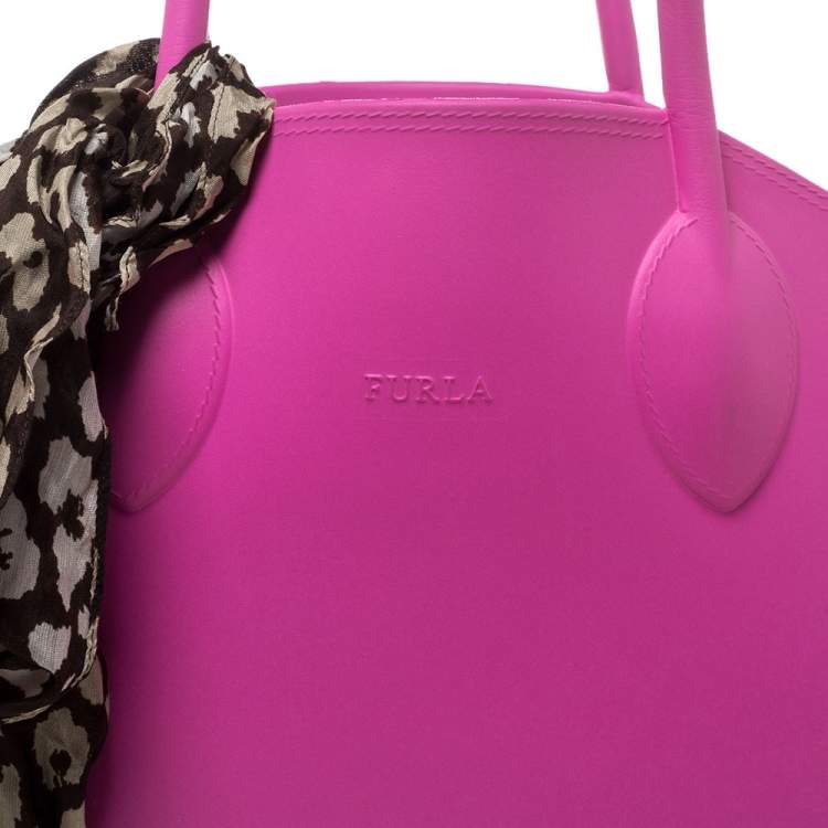 Pre Owned Furla Pink Rubber Bugatti Satchel