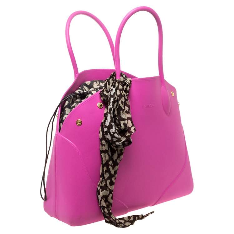 Pre Owned Furla Pink Rubber Bugatti Satchel
