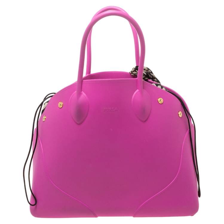 Pre Owned Furla Pink Rubber Bugatti Satchel