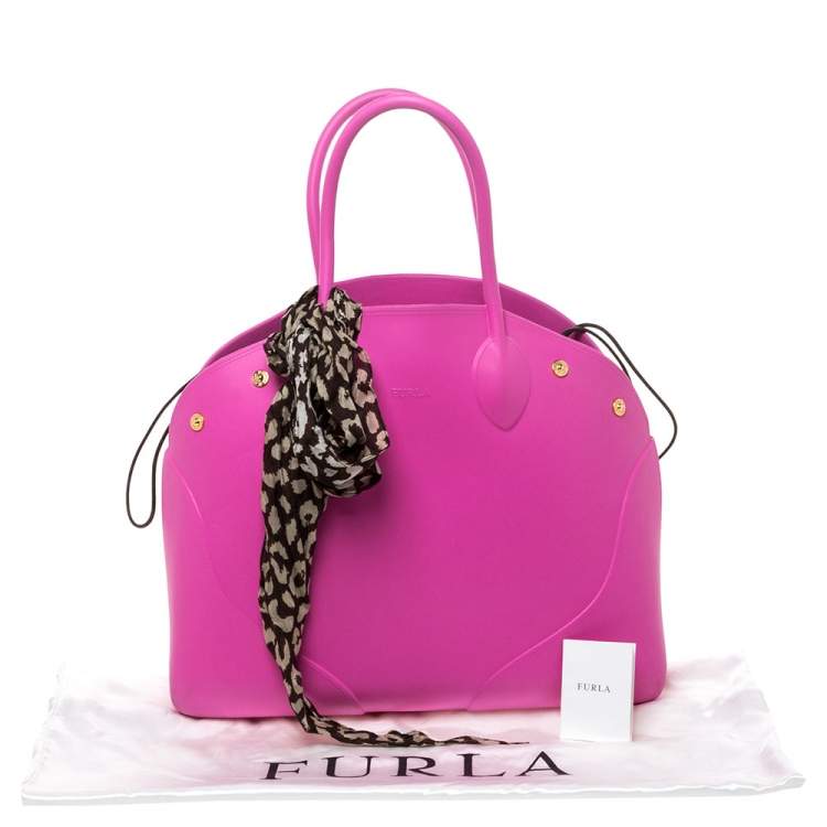 Pre Owned Furla Pink Rubber Bugatti Satchel