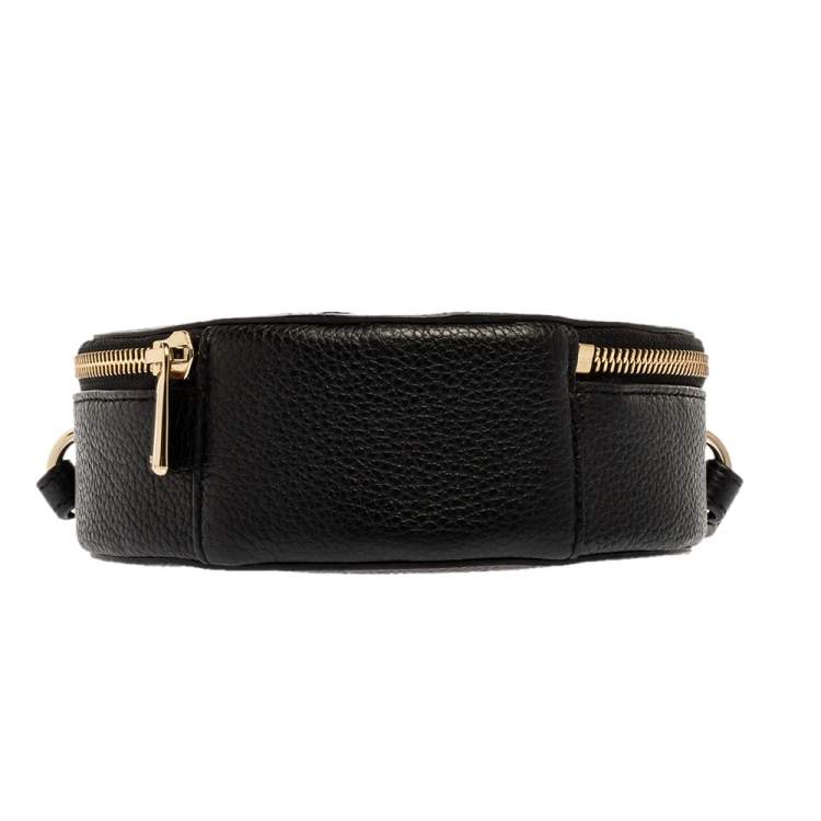 Pre Owned Furla Black Leather Mini Perla Round Crossbody Bag