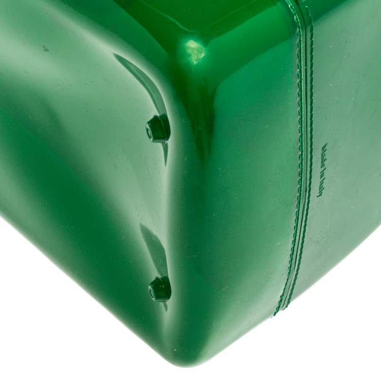 Pre Owned Furla Green Rubber Medium Candy Satchel