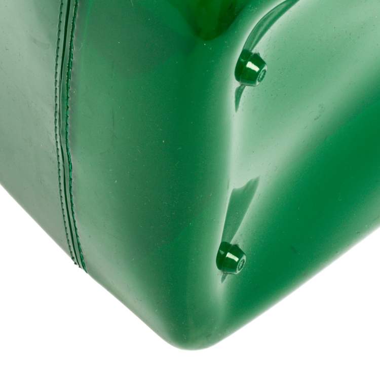 Pre Owned Furla Green Rubber Medium Candy Satchel