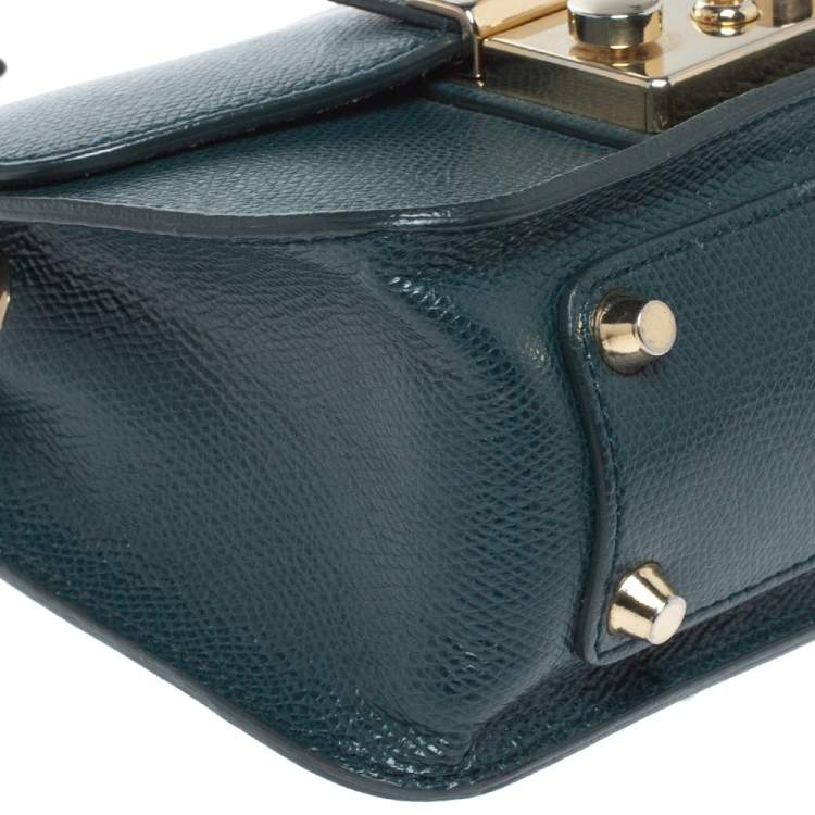 Pre Owned Furla Deep Green Leather Mini Metropolis Chain Shoulder Bag